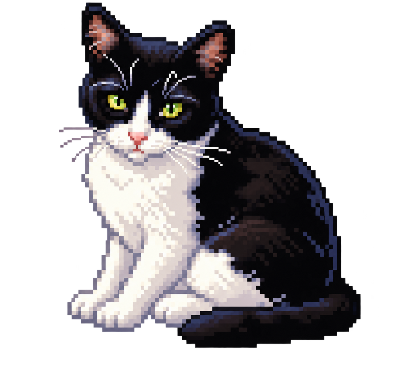 Yuumi, gata blanca y negra en pixel art